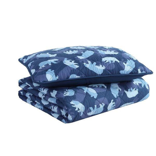 Eddie Bauer Camp Camo 2-Piece Navy Blue Microfiber Twin Kids Quilt