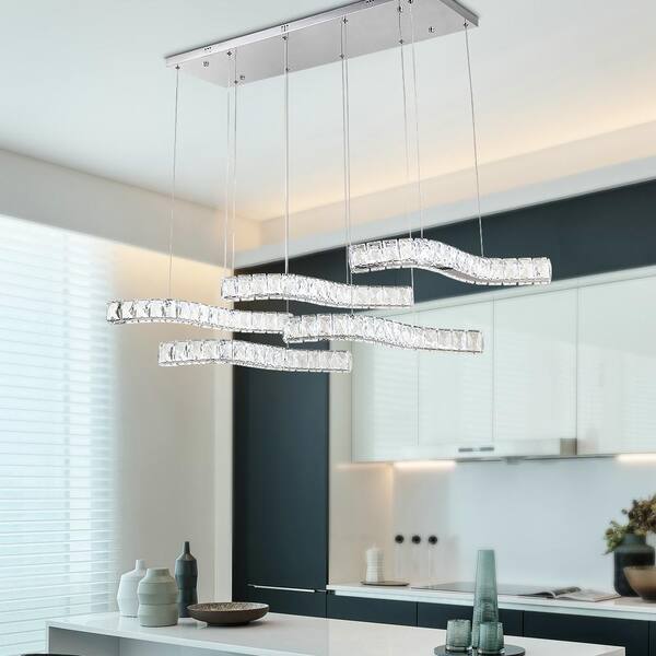 Maxax Jefferson 5-Light 33.46 in. Integrated LED Chrome Modern