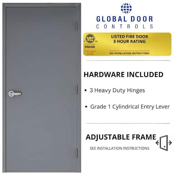 Flush Doors Series 36x84in. Left Handed Stainless Steel Finish, Metal Commercial 18G Door Kit; 16G Frame and Hardware