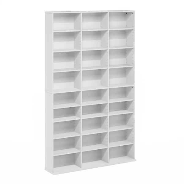 Furinno JAYA White 24-Shelf Multimedia Media Storage Tower Rack