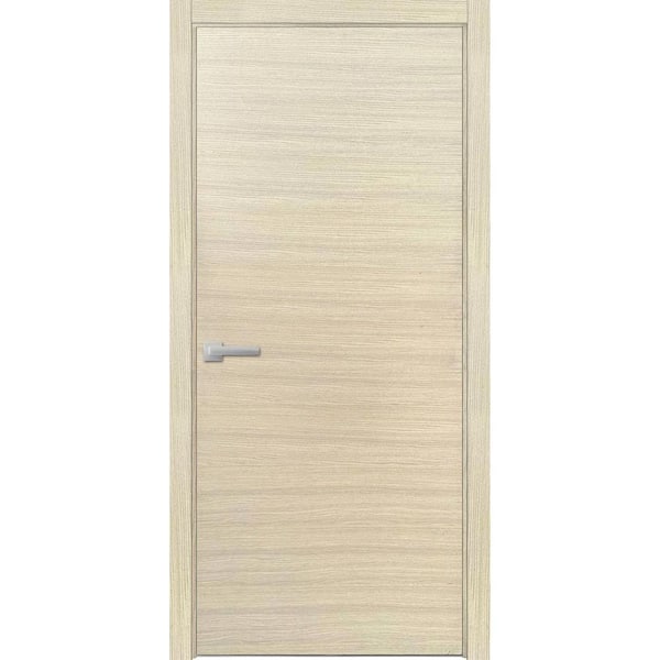 0010 30 in. x 80 in. Right-Hand/Inswing Solid Natural Veneer Wood Single Prehung Interior Door with Hardware