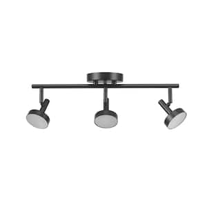 1.5 ft. 3-Light Matte Black Integrated LED Fixed Track Lighting Kit with Frosted Diffusers