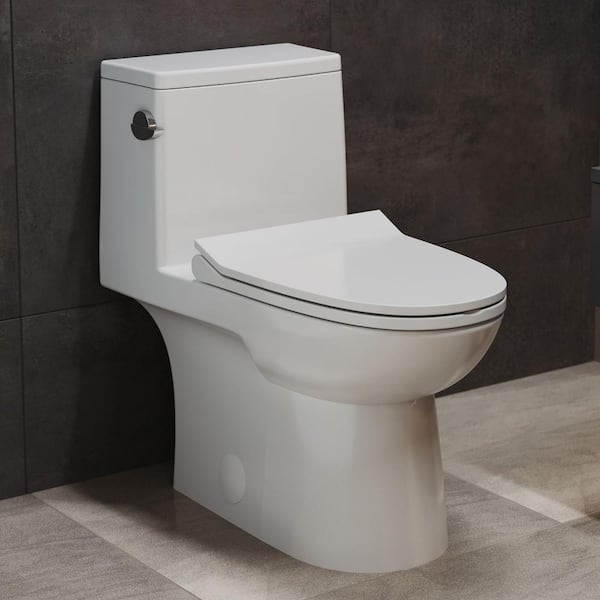 Daxton 1-piece 1.28 GPF Single Flush Elongated Toilet in Glossy White, Seat Included