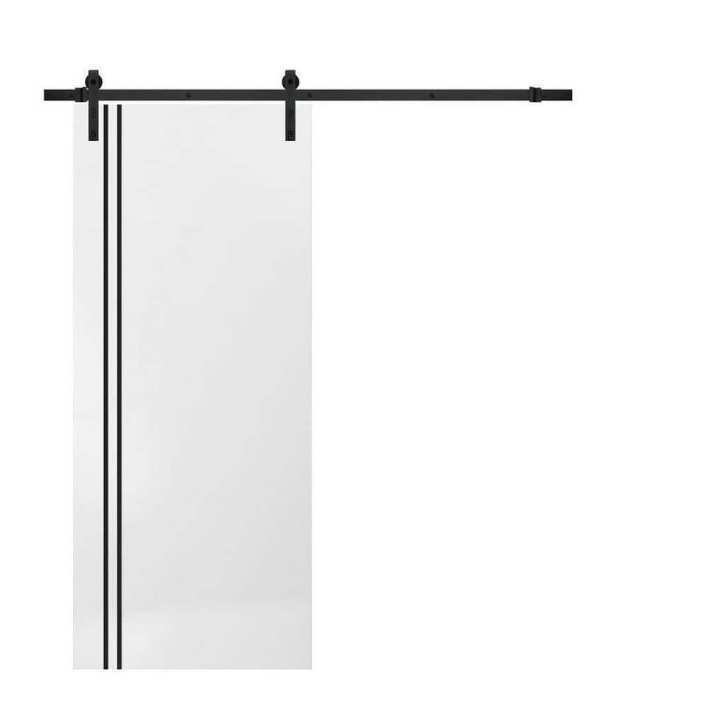 Assembly Required 18 in. x 96 in. 1-Panel White Solid Wood with Honeycomb Sliding Barn Door with Hardware Kit price history on PriceWatchPro