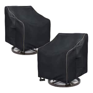 33 in. W x 35 in. D x 38.5 in. H 100% Waterproof Outdoor Swivel Lounge Chair Cover in Black, 2-Pack