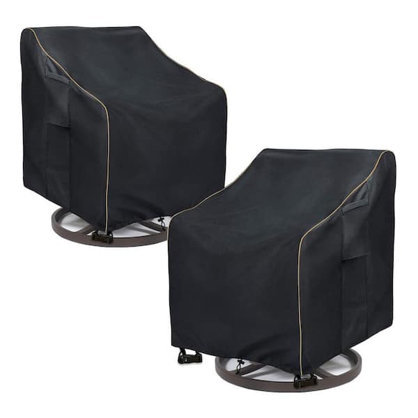 Angel Sar 33 in. W x 35 in. D x 38.5 in. H 100% Waterproof Outdoor Swivel Lounge Chair Cover in Black, 2-Pack