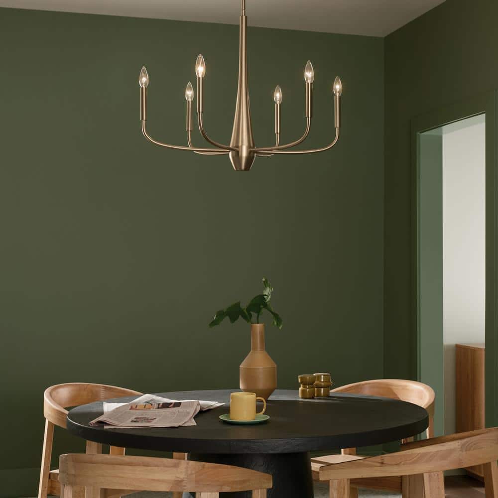 Champagne Bronze 6-Light Modern Chandelier, 28" x 22.5"