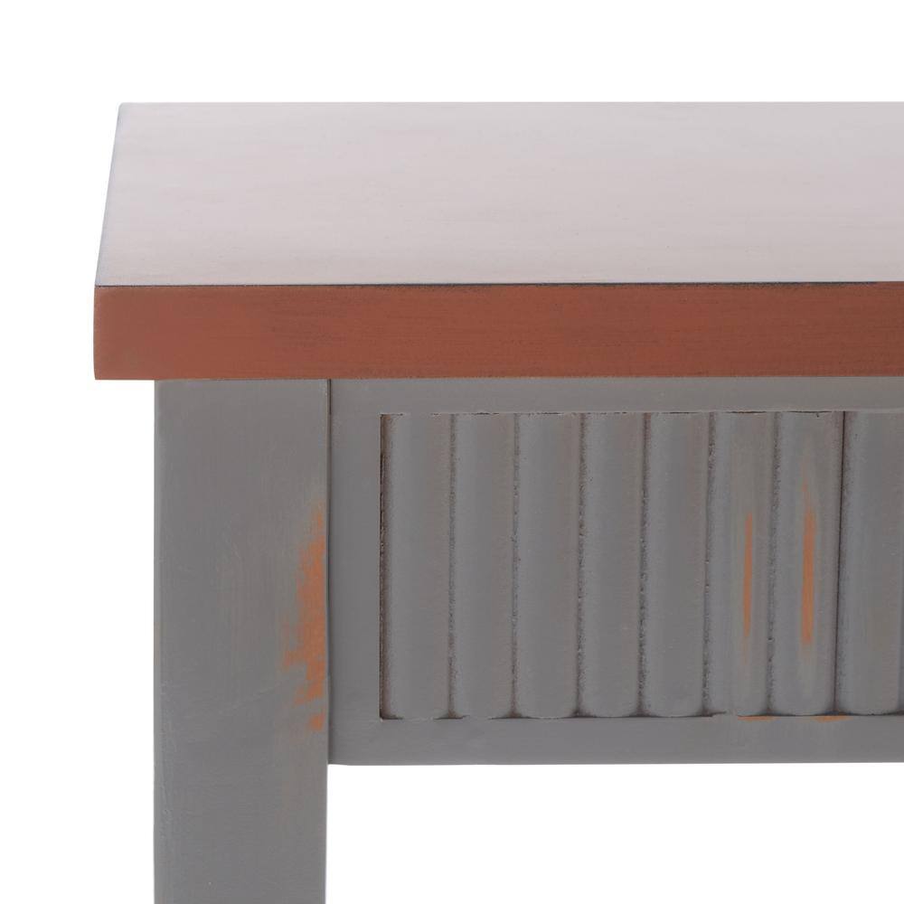 Beale Chic Taupe and Oak Wood Console Table with Fluted Storage Drawer