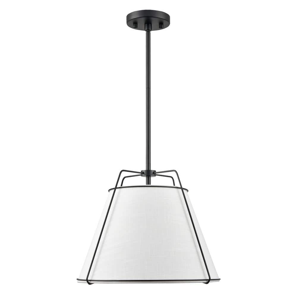 Lise Minimalist Black Drum Chandelier with Adjustable Rods