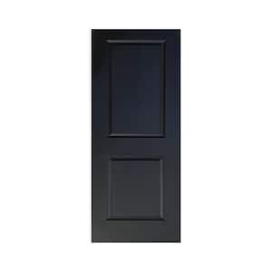 36 in. x 80 in. Black Painted Finished Composite MDF 2 Panel Interior Barn Door Slab
