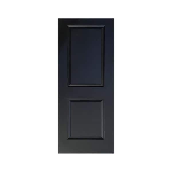 36 in. x 80 in. Black Painted Finished Composite MDF 2 Panel Interior Door Slab For Pocket Door