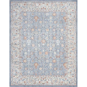 Non-Shedding in Blue and Gray 8 ft. x 10 ft. 2 in. Abstract Indoor Area Rug