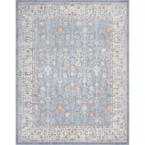 Non-Shedding in Blue and Gray 8 ft. x 10 ft. 2 in. Abstract Indoor Area Rug