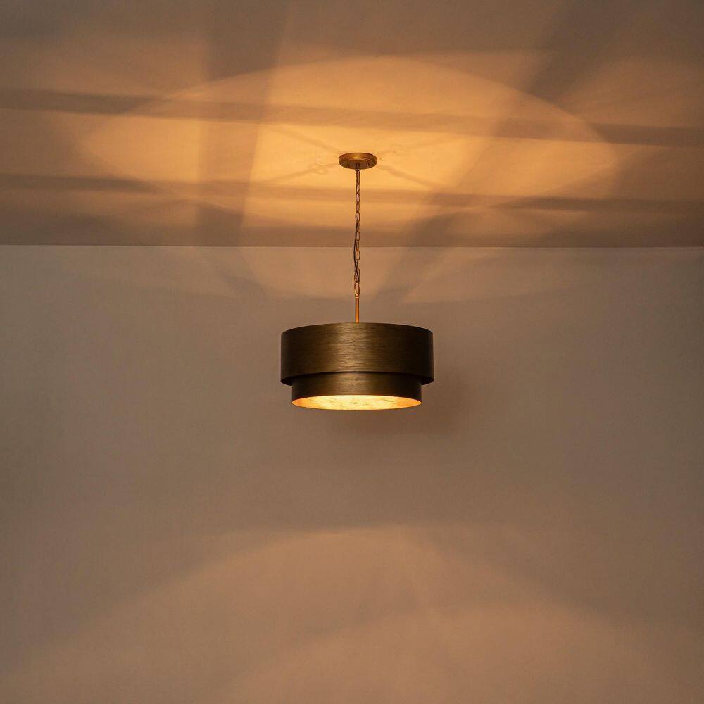 20 in. 4-Light Vintage Antique Gold Tiered Drum Dual Mount Pendant Light price history on PriceWatchPro