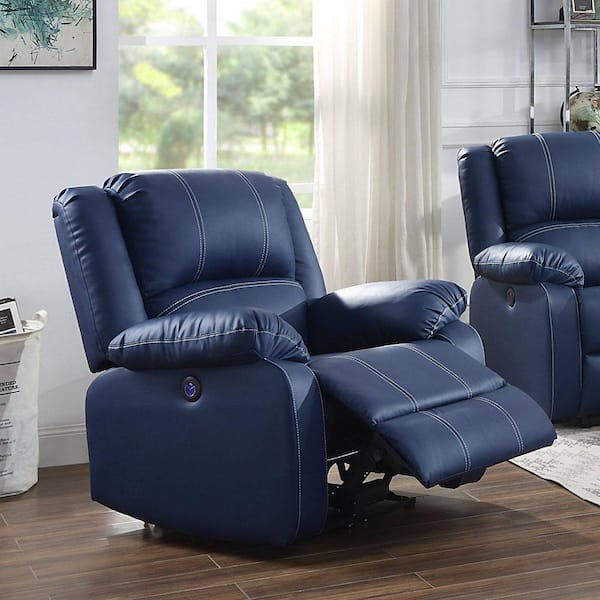 blue power recliner chair