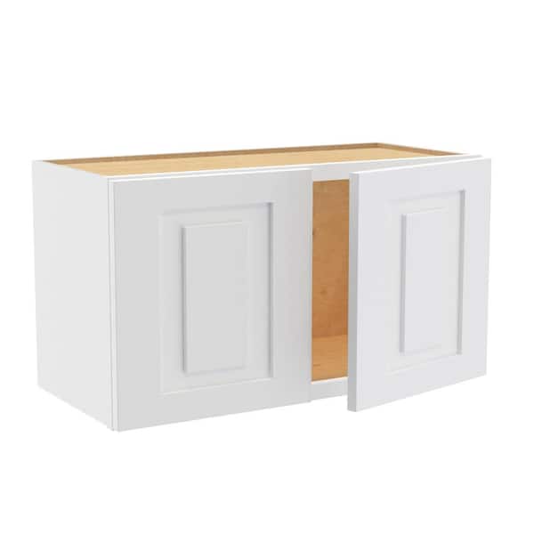 Home Decorators Collection Grayson 27 in. W x 12 in. D x 15 in. H Assembled Plywood Wall Bridge Kitchen Cabinet in Pacific White with Soft Close