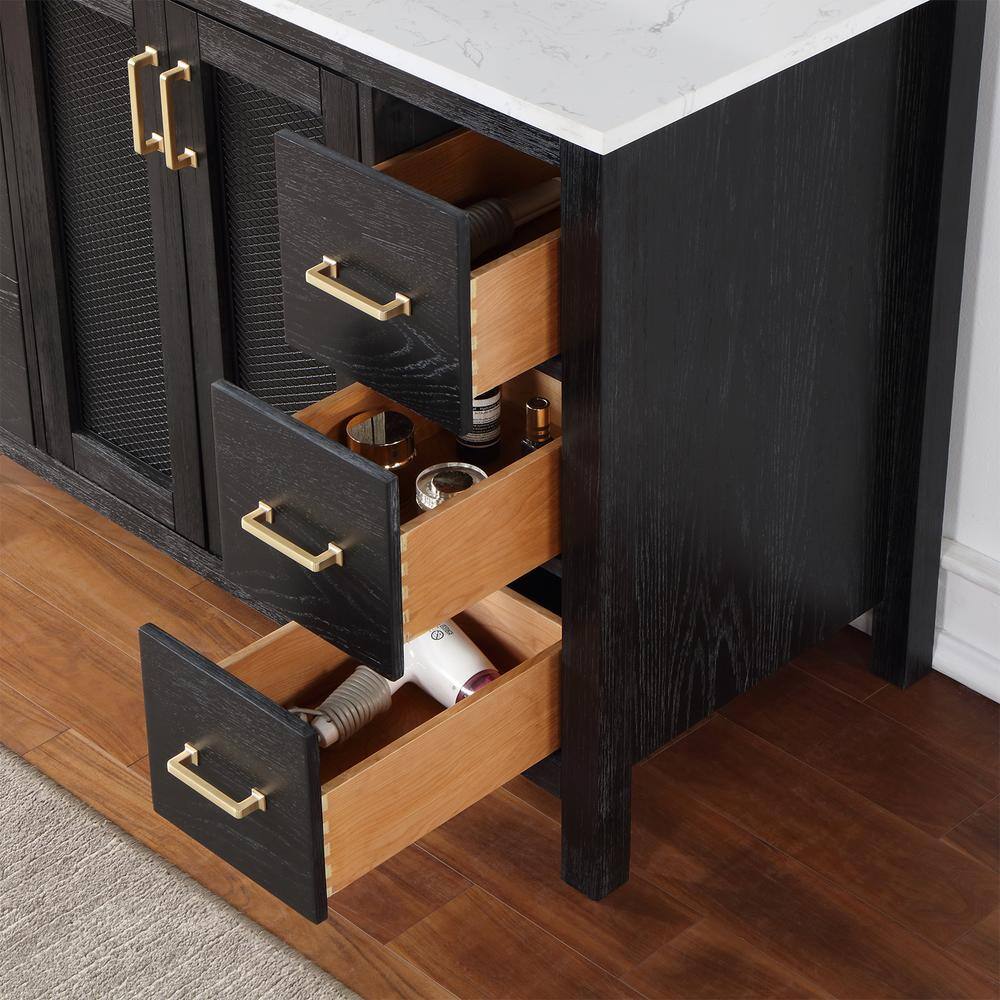 Hadiya 48" Black Oak Single Bathroom Vanity with Gold Hardware
