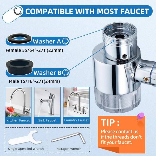 Numhew Water Filter with 9-Piece Cartridges and 360° Swivel Aerator