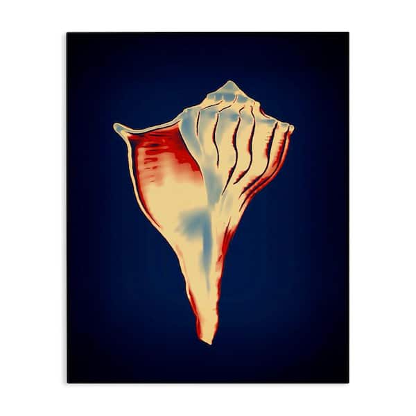 Stupell Industries Lightning Whelk on Blue by Graffi tee Studios Unframed Coastal Graphic Art Print 20 in. x 16 in.