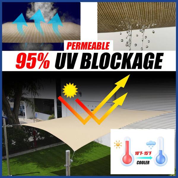 AMGO 10 ft. x 10 ft. Square Sun Shade Sail Canopy with