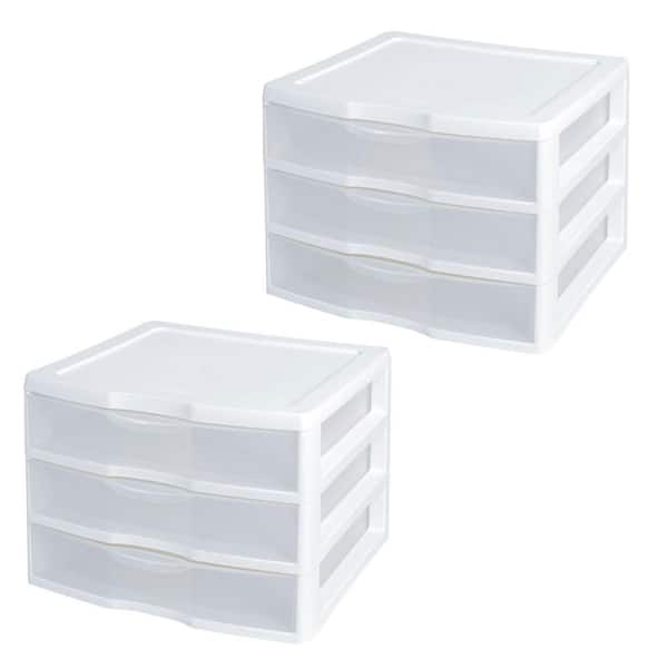 Sterilite 10.25 in. H x 14.5 in. W x 14.25 in. D White and Clear ...