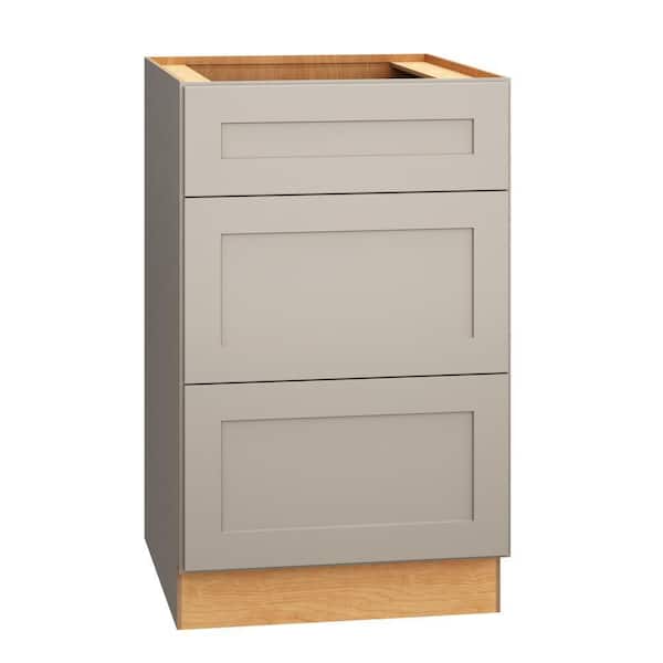 QuickShip Cottage 21 in. W x 24 in. D x 34.5 in. H Assembled Plywood Shaker 3-Drawer Base Kitchen Cabinet in Sterling
