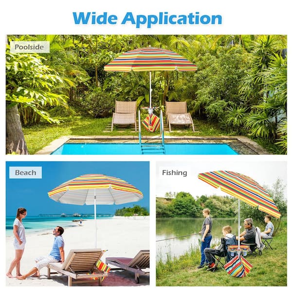 HONEY JOY 6.5 ft. Tilt Beach Umbrella w/Table Windproof Ventilated