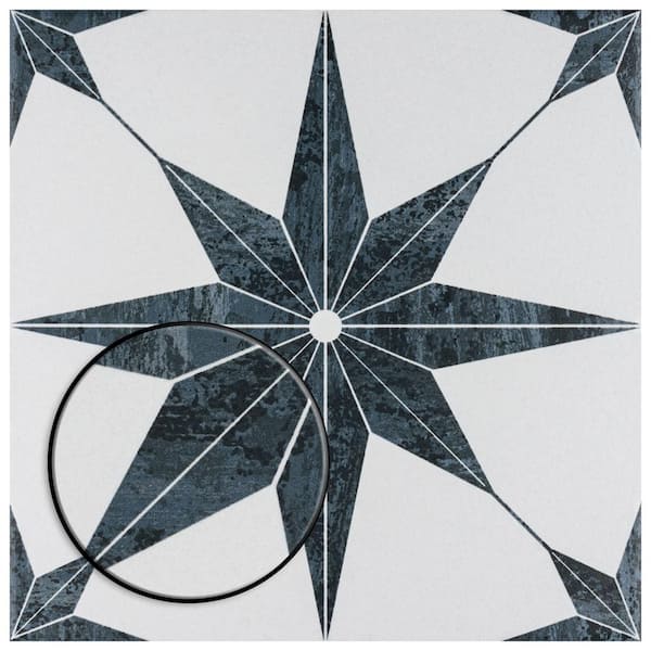 Merola Tile Cassis Stella Black 9-3/4 in. x 9-3/4 in. Porcelain