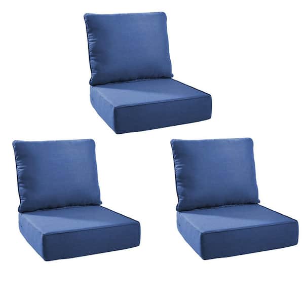 Plush Core 24 in. x 24 in. x 6 in. 6-Piece Deep Seating Outdoor Dining Chair Thick Cushion Set in Blue (3-Set)