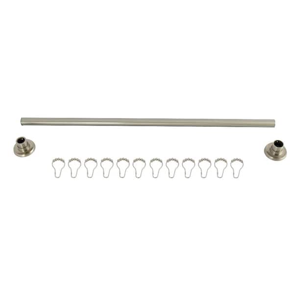Edenscape 36 in. to 60 in. Adjustable Straight Shower Curtain Rod in Brushed Nickel