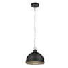 Hampton Bay Talullah 1-Light Matte Black Pendant Lighting with Gold ...