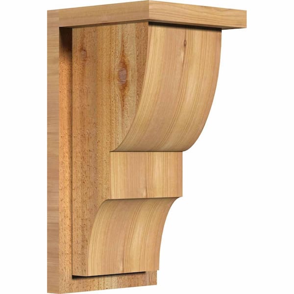 Ekena Millwork 8 in. x 8 in. x 16 in. Western Red Cedar Ridgewood Rough Sawn Corbel with Backplate