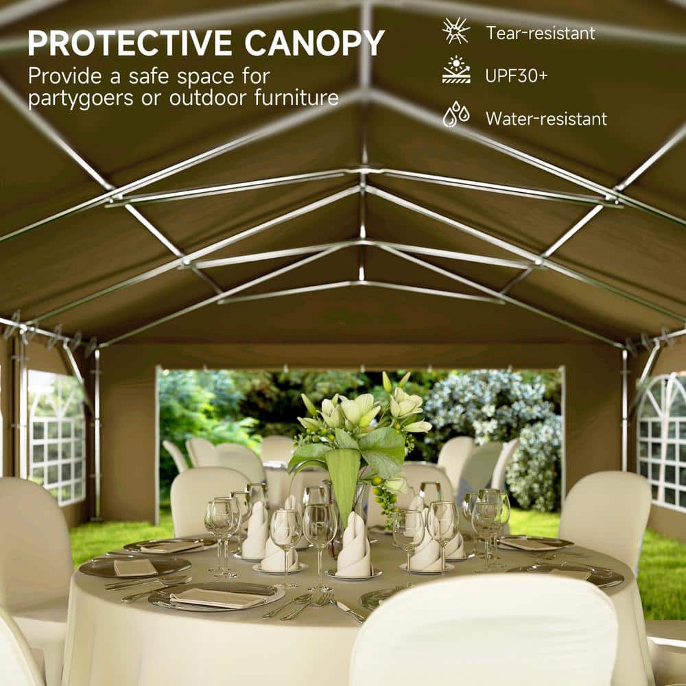 Brown Galvanized Steel 20' x 40' Heavy Duty Party Tent with Removable Sidewalls