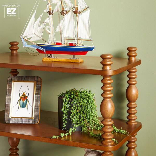 Walker Edison EZ Assembly Premium Traditional Kids Wood Bookcase, Modern Farmhouse Bookshelf, 5 Open Spindle Shelves, Short Wood Bookcase Accessible - View #4