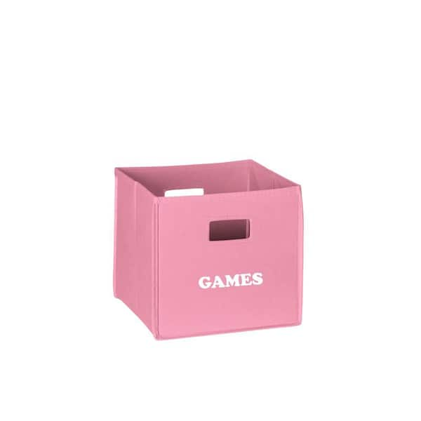 RiverRidge Kids 10.5 in. x 10 in. Folding Games Storage Bin in Pink