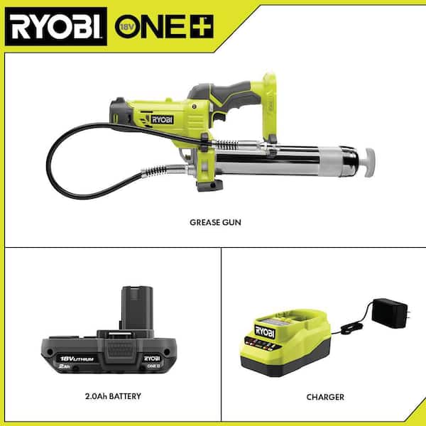 RYOBI P3410K1N ONE+ Grease Gun Kit w/2.0Ah Battery and Charger - 2