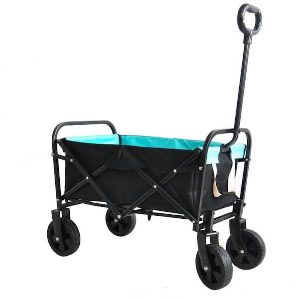 Miscool Hola 1.8 cu. ft. Steel Folding Garden Cart Shopping Beach Cart in Black and Blue