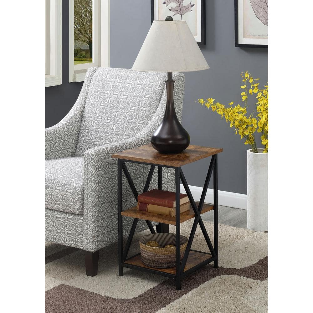Tucson Rectangular 3-Tier Wood and Metal End Table