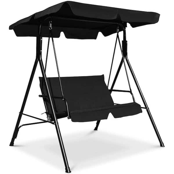 SKONYON 2-Person Steel Outdoor Patio Swing with Canopy