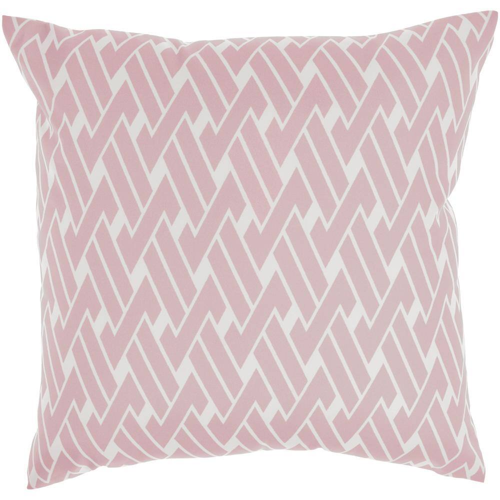 Blush and White Reversible Geometric Leaf 20" Square Throw Pillow