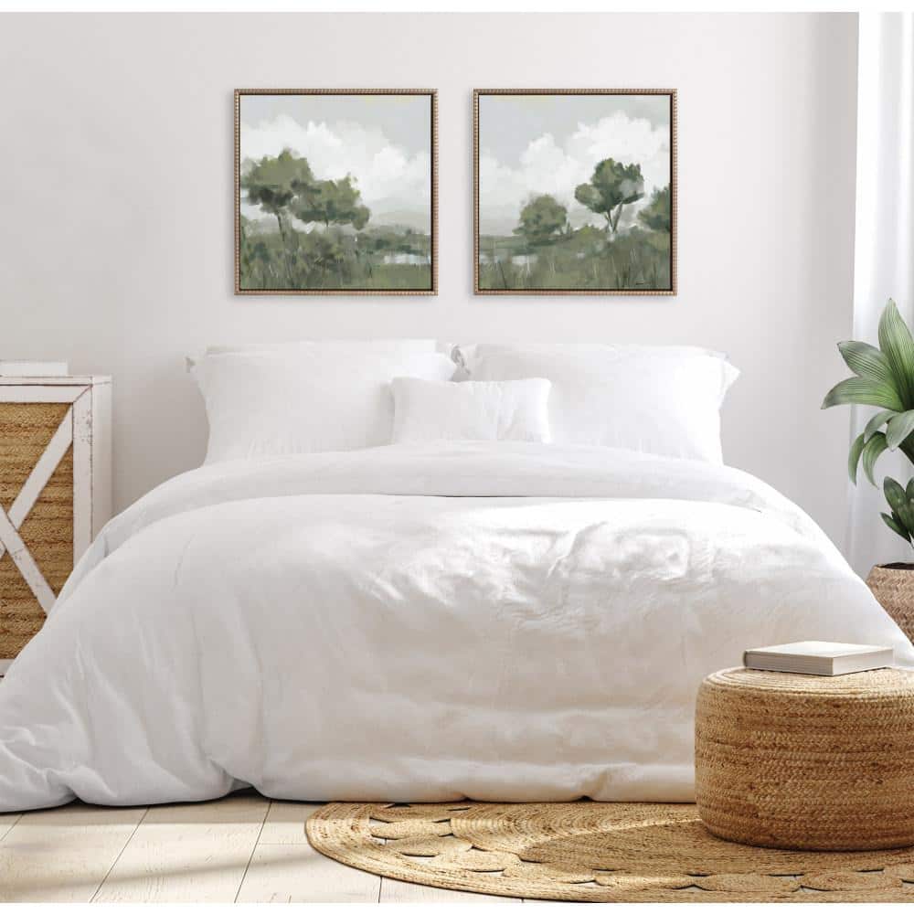 22" x 22" Gold Framed Abstract Olive Tree Canvas Art Set