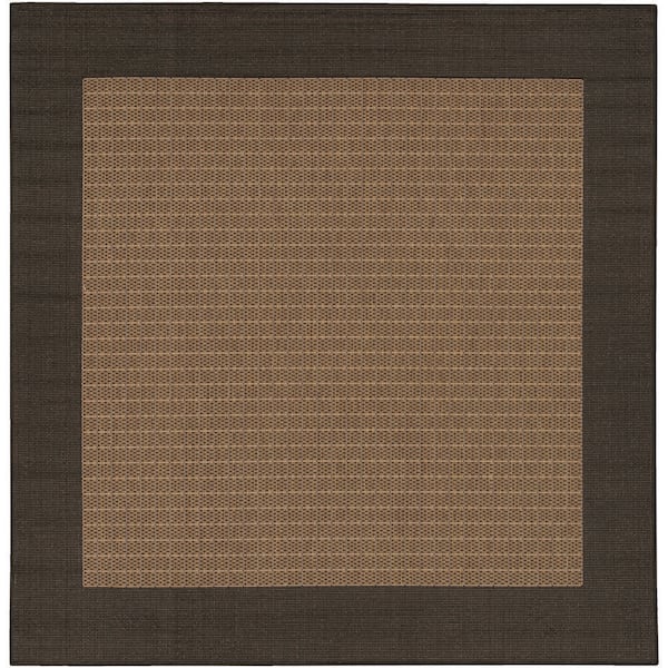 Recife Checkered Field 8 ft. x 8 ft. Brown-Black Square Solid Indoor/Outdoor Area Rug