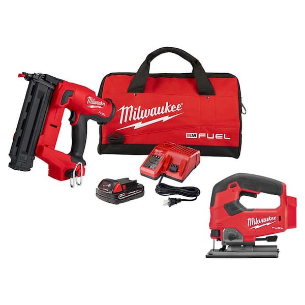 M18 FUEL GEN II 18V 18-Gauge Lith-Ion Brushless Cordless Brad Nailer Kit with One 2.0 Ah Battery & Jig Saw