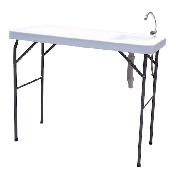 Movisa Outdoor Fish and Game Cutting Cleaning Table with Sink and Faucet