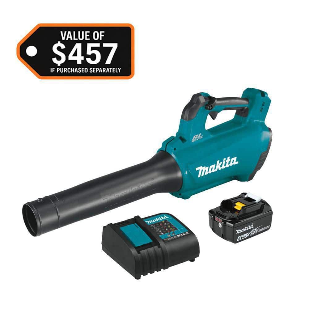 MAKITA 116 MPH 459 CFM 18V LXT Lithium-Ion Brushless Cordless Leaf Blower Kit (XBU03SM1)