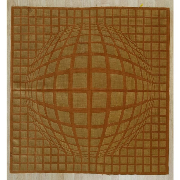 EORC Beige 6 ft. x 6 ft. Handwoven Wool Modern Flat Weave Area Rug