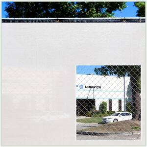 3 ft. x 10 ft. White Privacy Fence Screen Mesh Fabric Cover Windscreen with Reinforced Grommets for Garden Fence