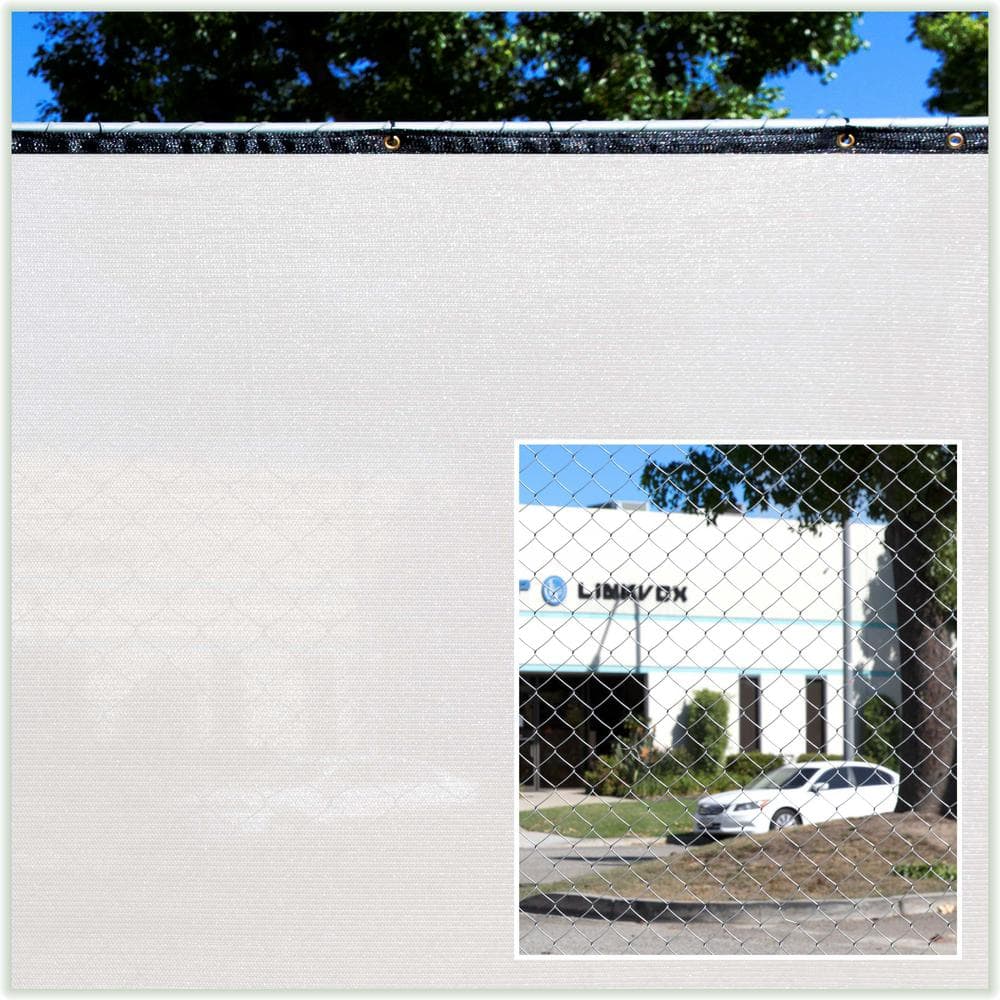 6 ft. x 50 ft. White HDPE Privacy Fence Screen with Reinforced Grommets