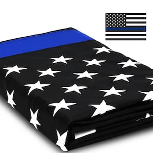 EverStrong 3 ft. x 5 ft. Thin Blue USA Flags Line Heavy-Duty Nylon Embroidered Stars Sewn Stripes with Brass Grommets