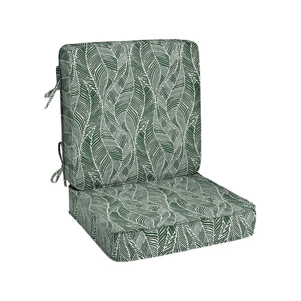 HAVEN WAY 20 in. x 20 in. 1-Piece Universal Outdoor High Back Dining Chair Cushion in Meander Green (1-Pack)